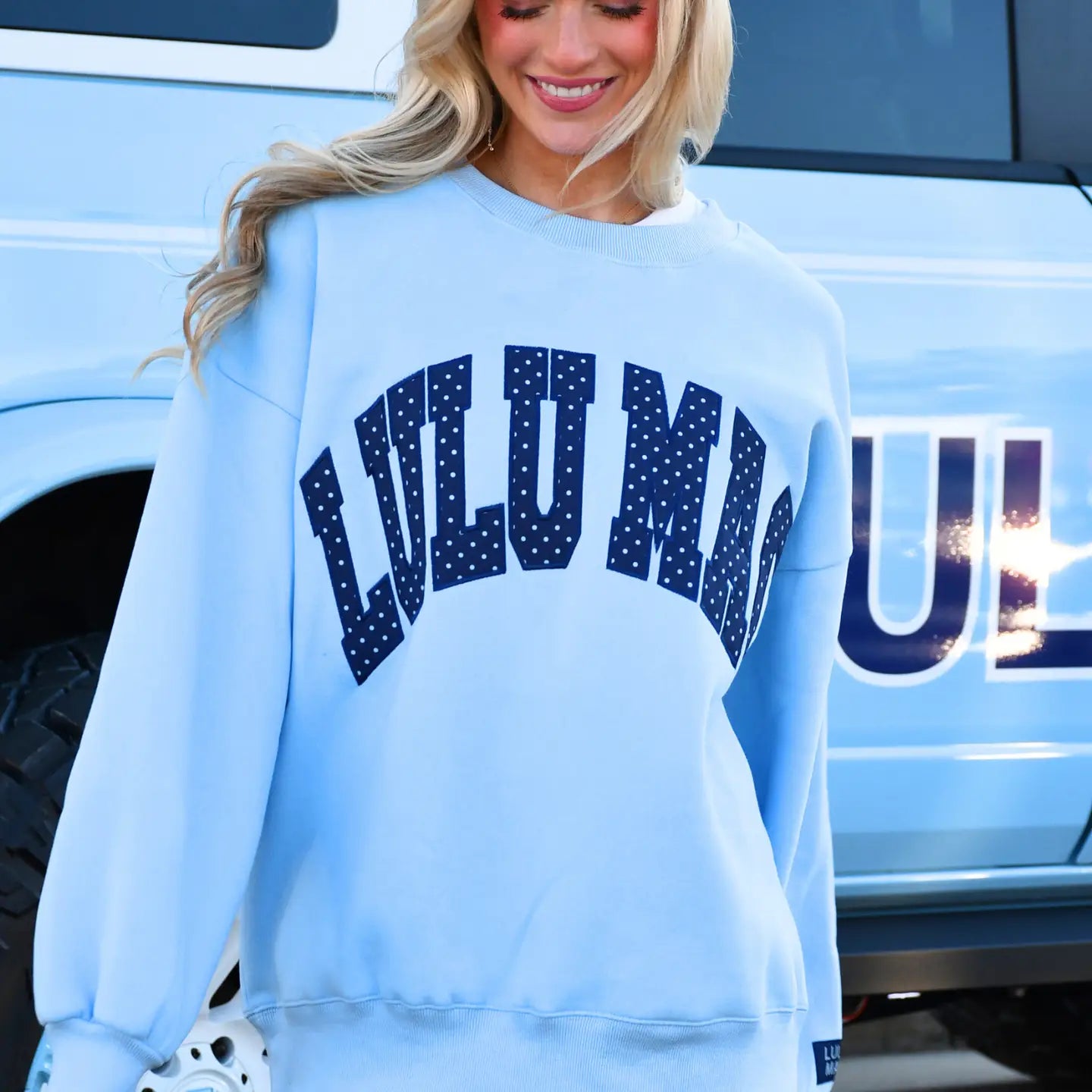 lulu mac polka dot crewneck