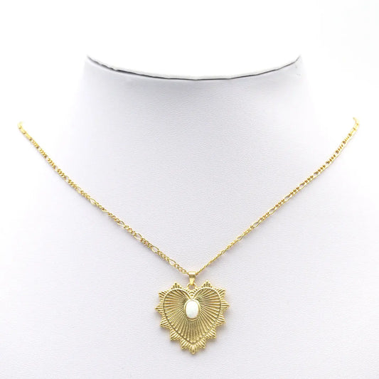 opal spike heart charm