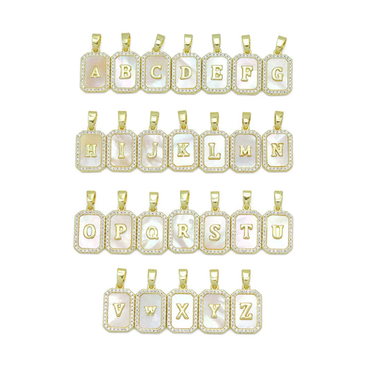 pearl square initial charms