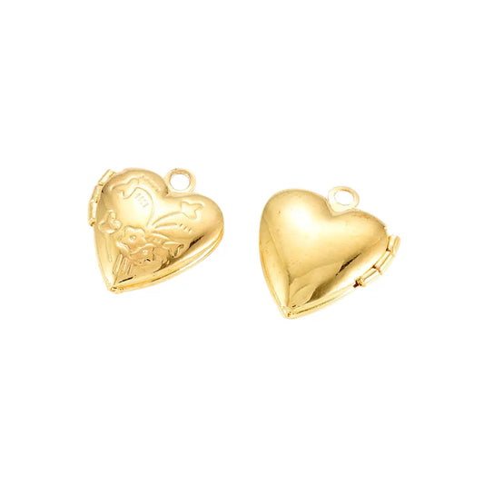 mini gold heart locket charm