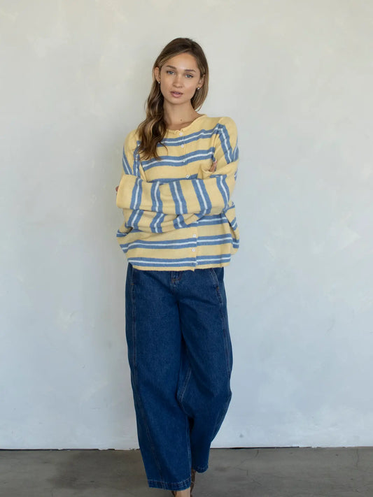 june striped cardigan
