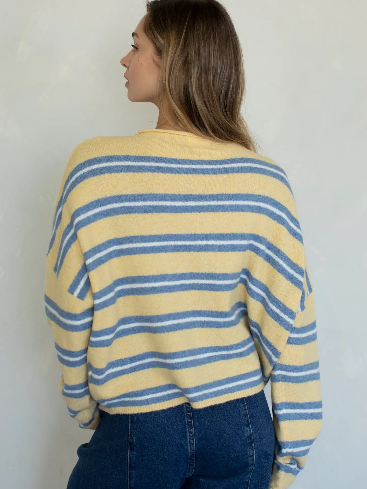 june striped cardigan
