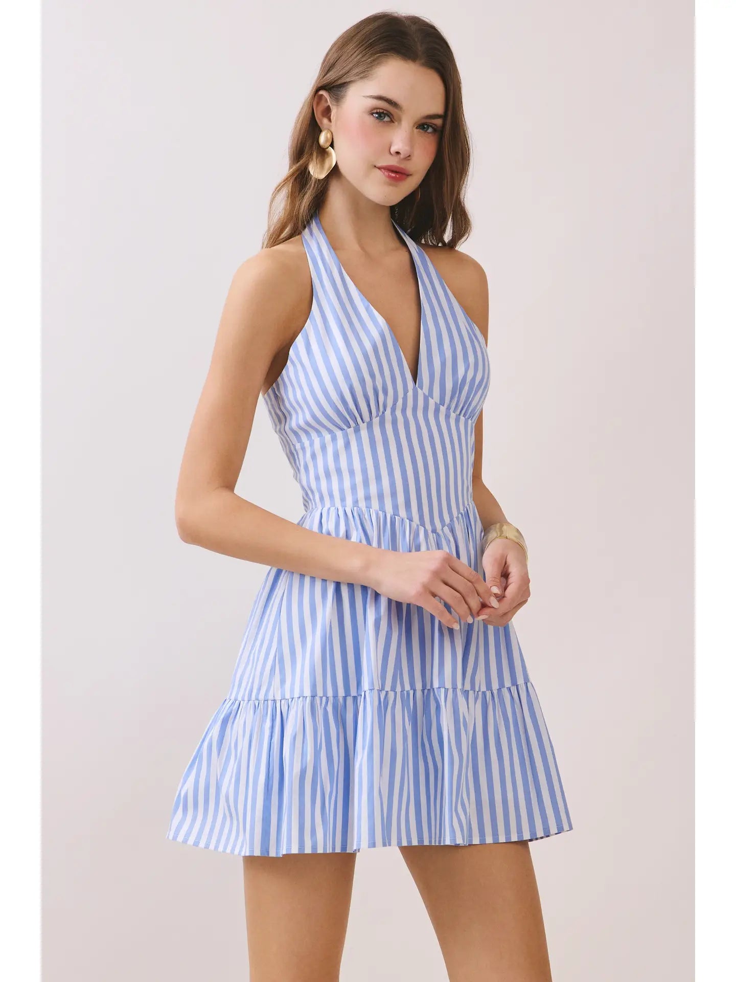 marina striped halter dress
