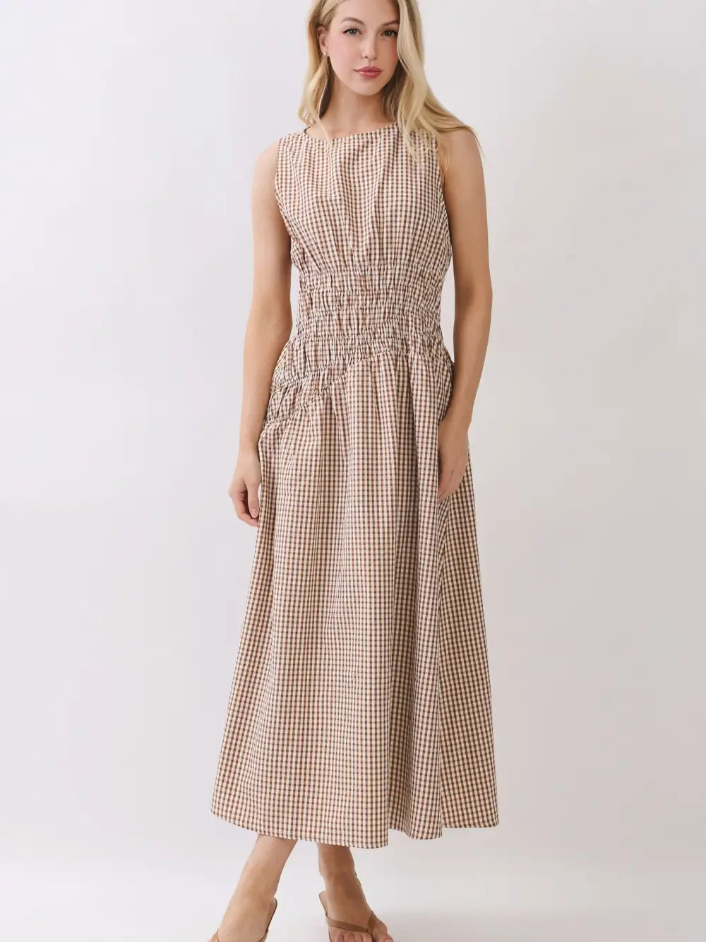 gingham crush maxi dress