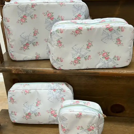 blue floral travel cases