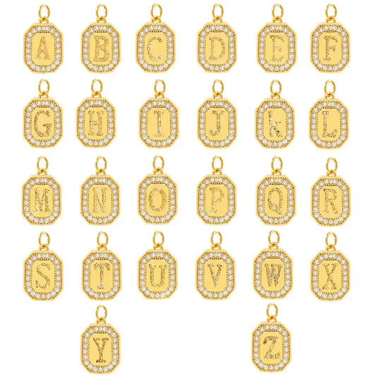 mini initial rectangle charms