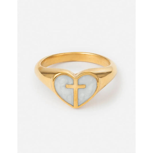 heart cross ring