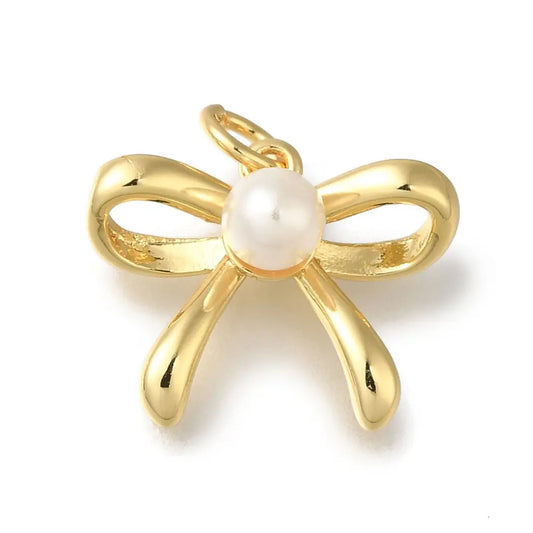 pearl center bow charm