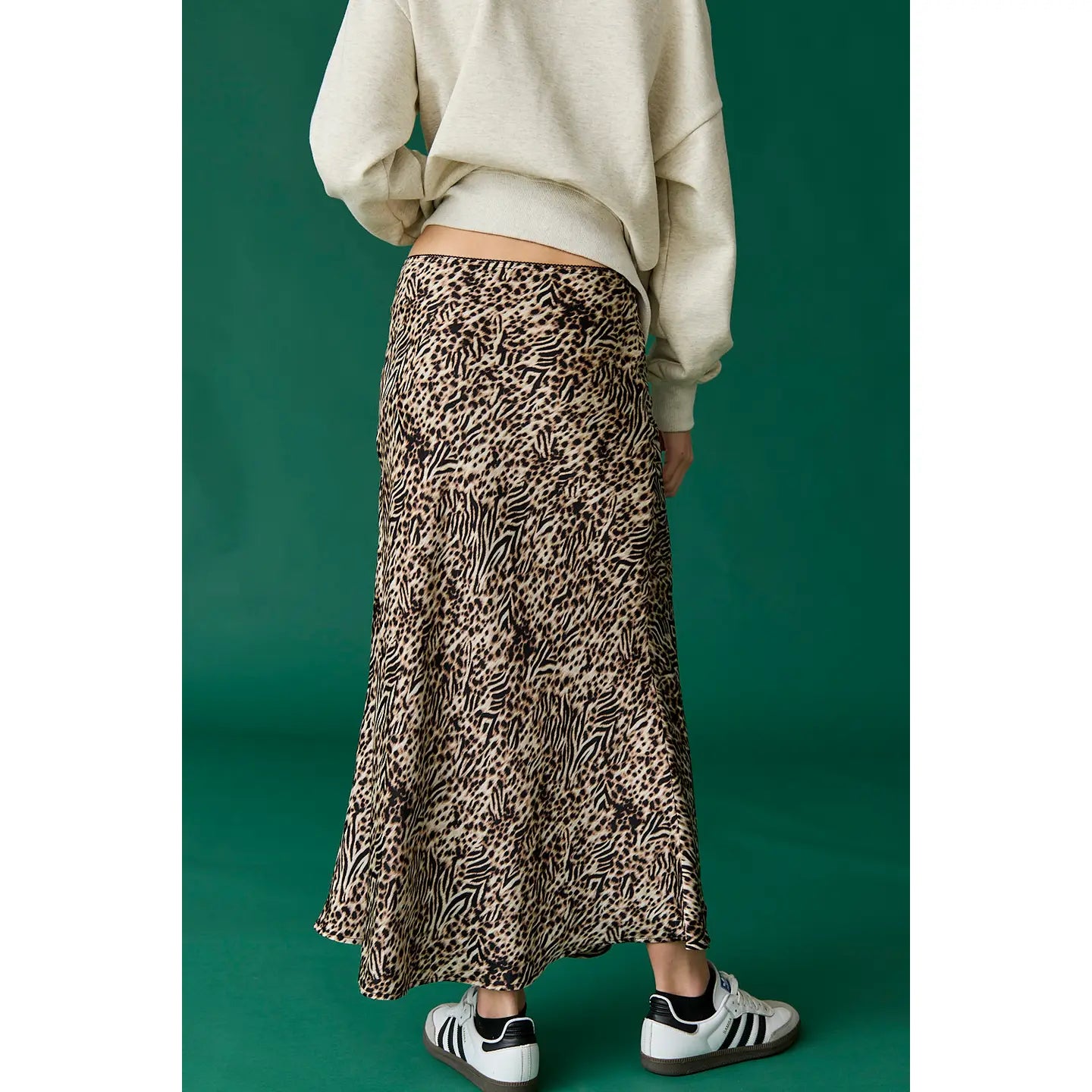 leopard midi skirt