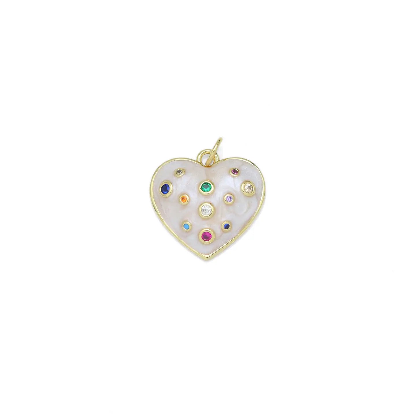 colorful white heart charm