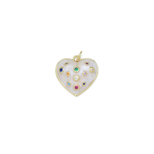 colorful white heart charm