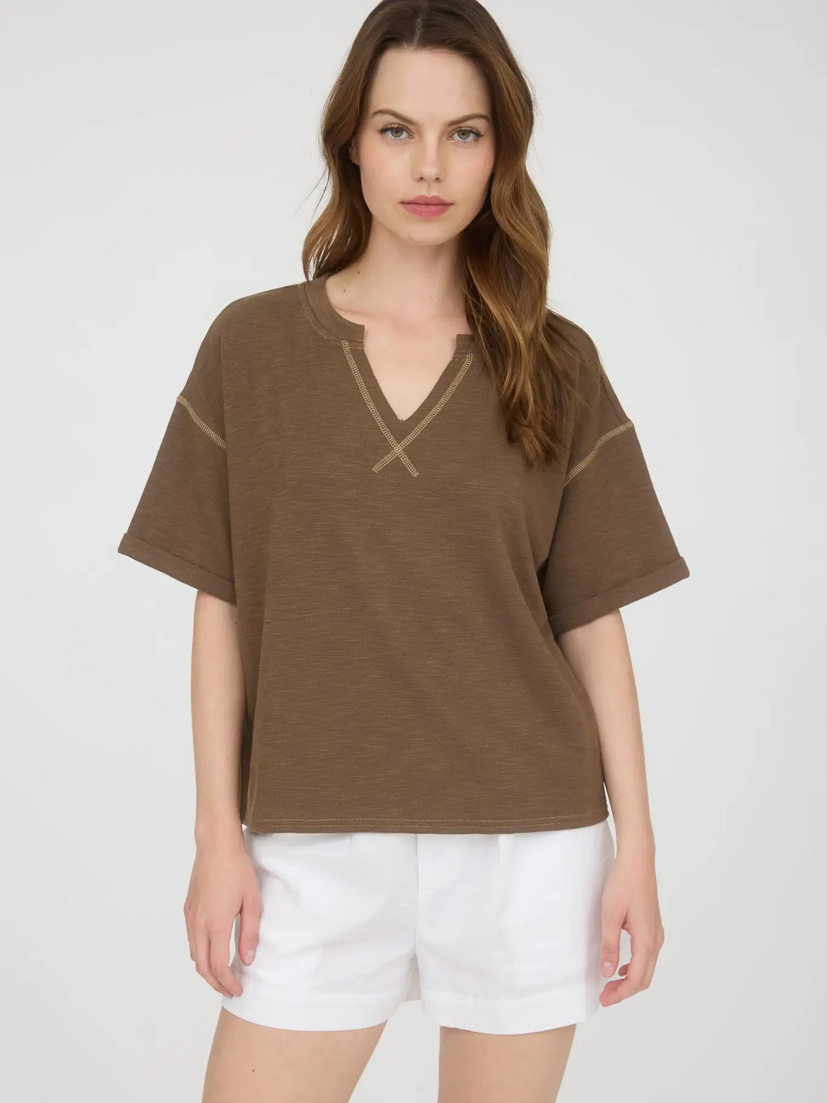 lena split neck tee