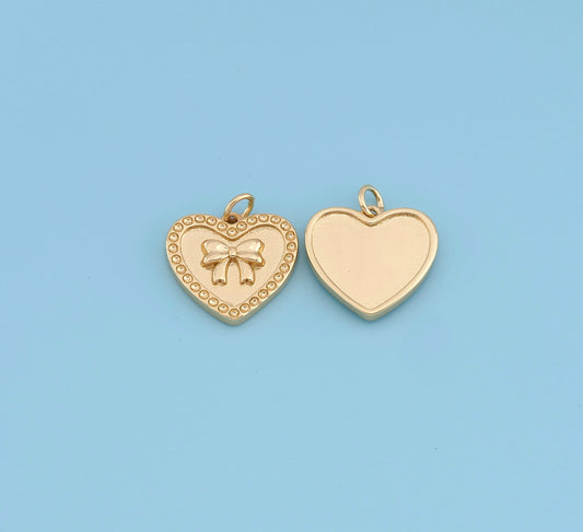 gold bow heart charm
