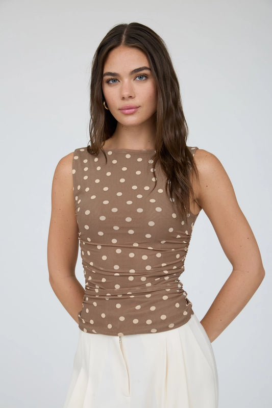 aliza polka dot top
