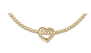 classic gold 2.5mm bead bracelet- love gold charm