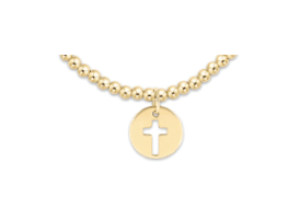 classic gold 3mm bead bracelet- blessed gold disc