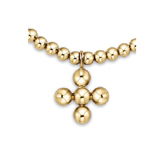 classic gold 3mm bead bracelet- classic beaded signature cross gold charm- 4mm bead gold
