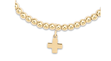 classic gold 3mm bead bracelet- signature cross gold charm