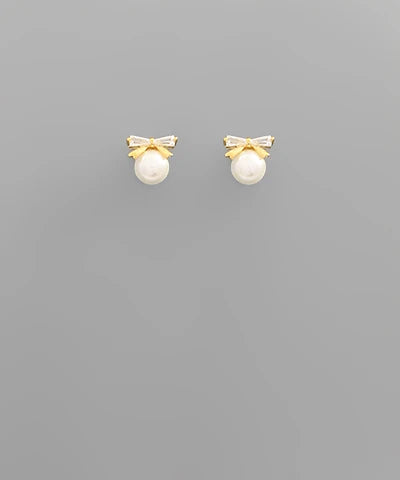 pearl bow studs