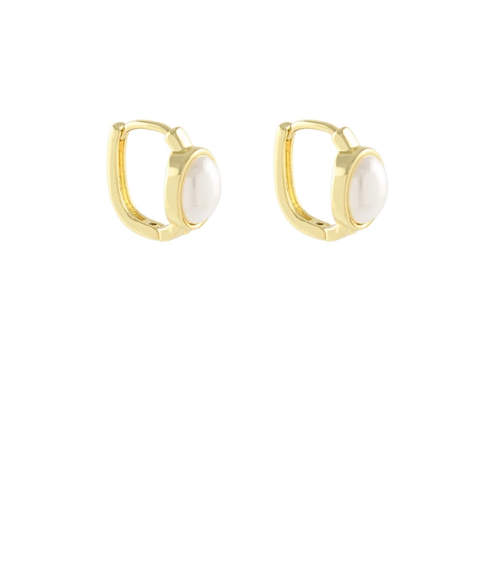 pearl stud hoop earrings