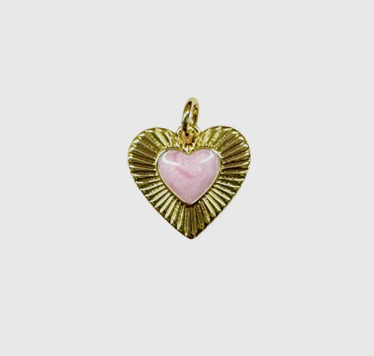 gold & pink heart charm