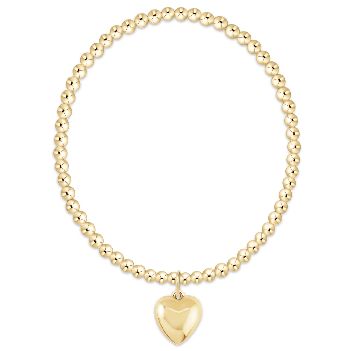 classic gold 3mm bracelet - love plush gold charm