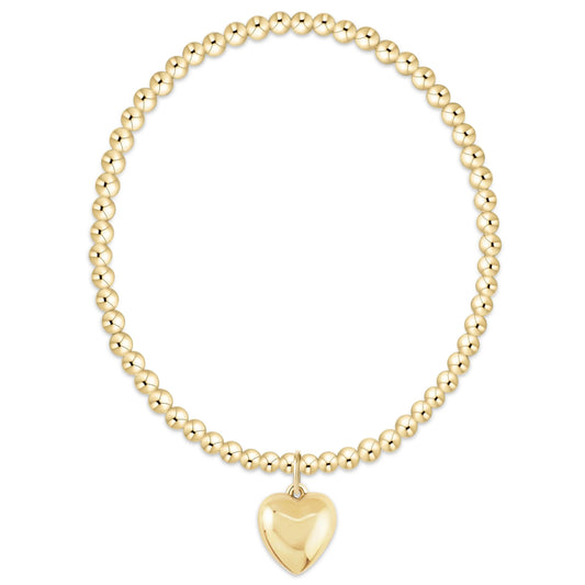 classic gold 3mm bracelet - love plush gold charm