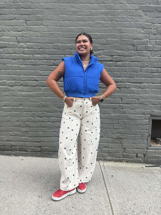 polka dot barrel jean