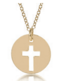 16" necklace gold- blessed gold disc