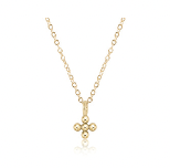 16" necklace gold-classic beaded signature cross small gold charm