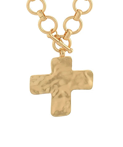 hammered cross necklace