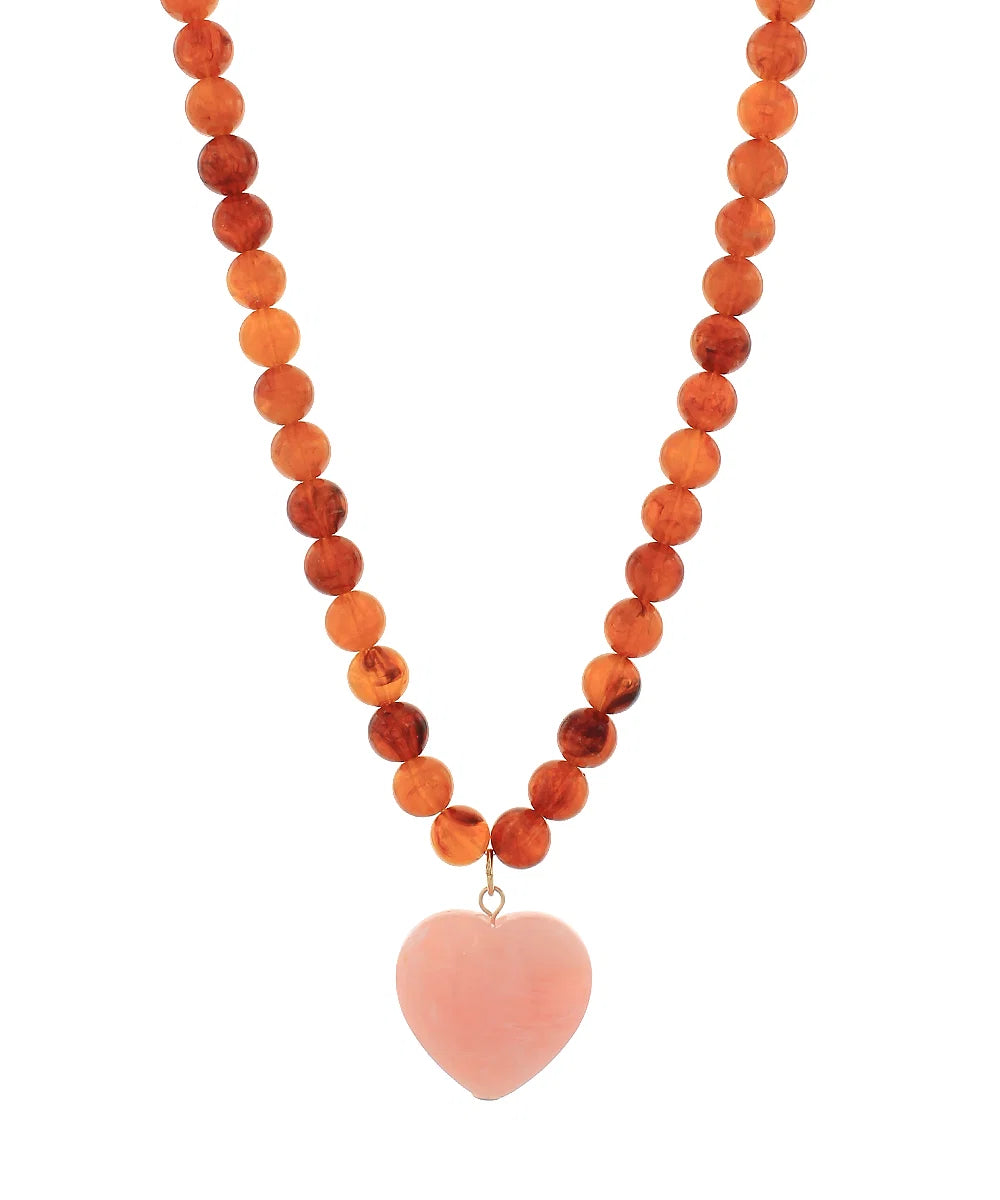 puffy heart beaded necklace