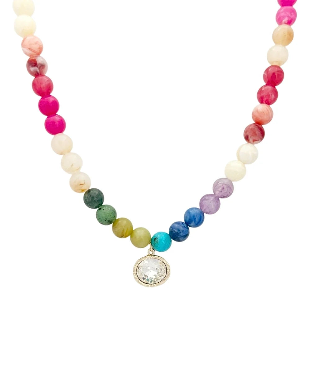 multi color bezel necklace