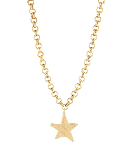 hammered star necklace