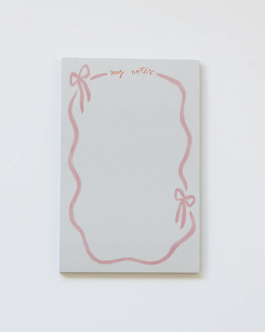 pink ribbon bow notepad