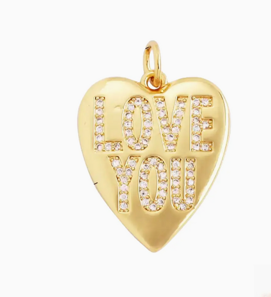 love you heart charm