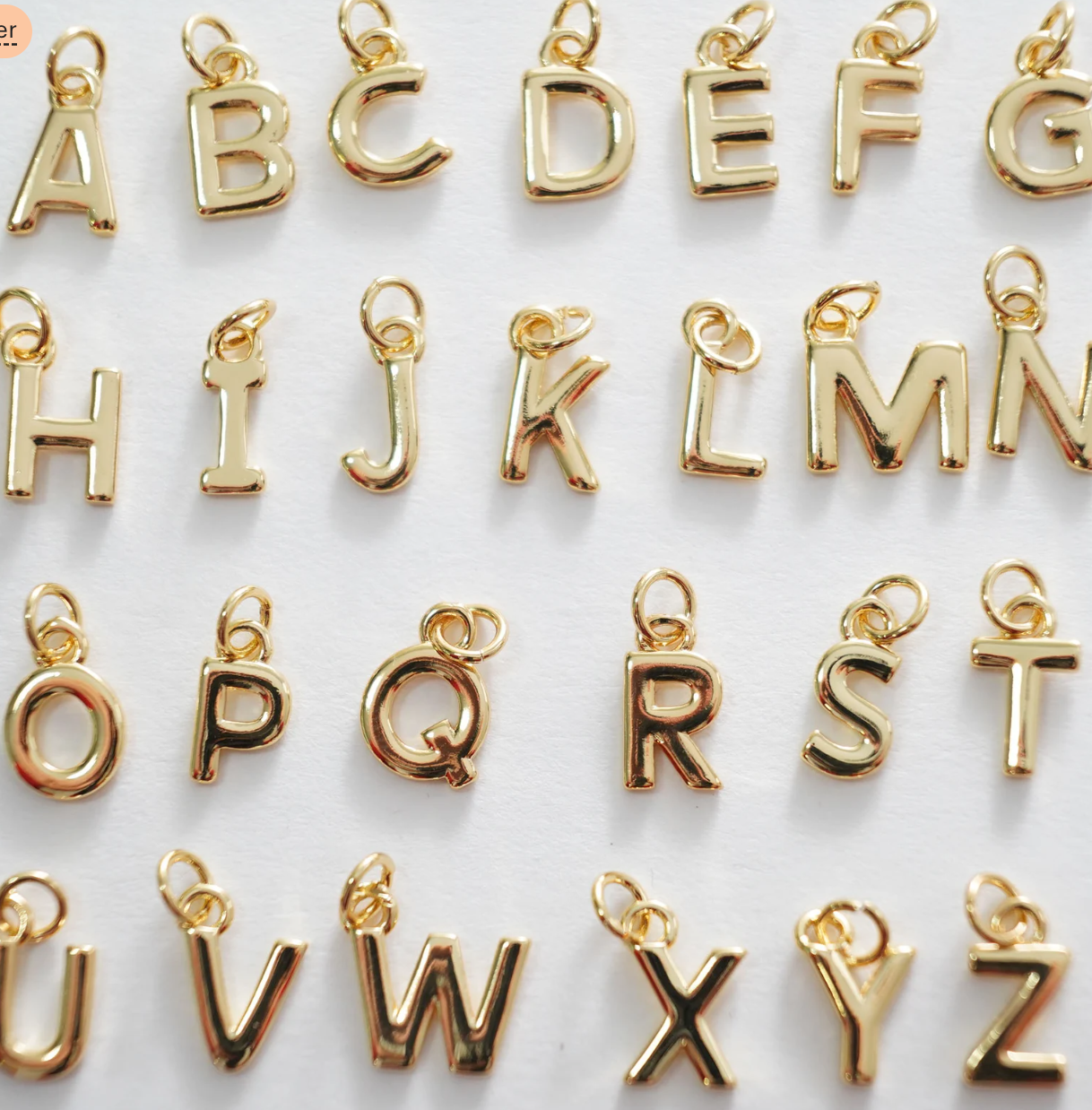 gold initial charms