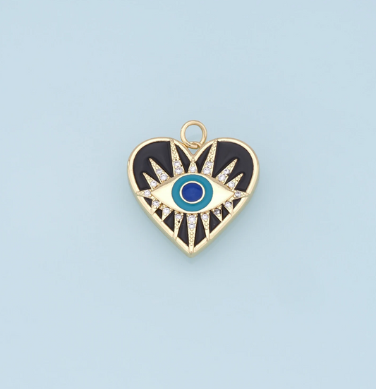 black evil eye heart charm