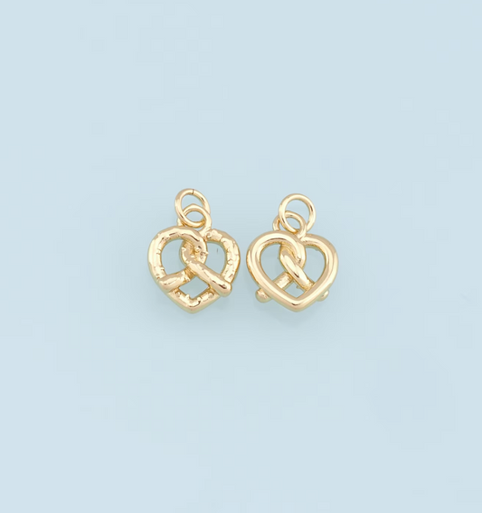 gold pretzel heart charm
