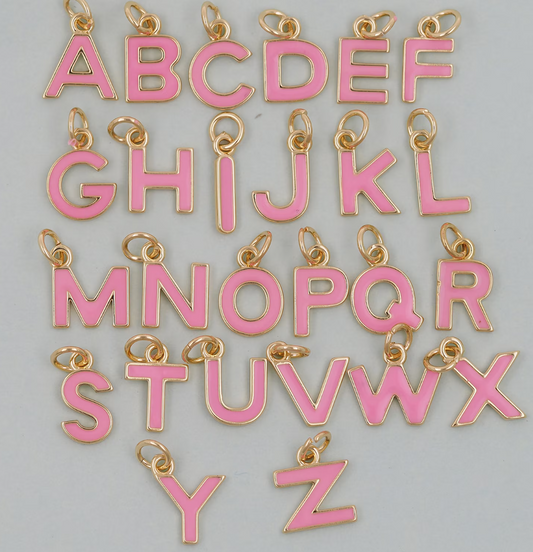 pink initial charms