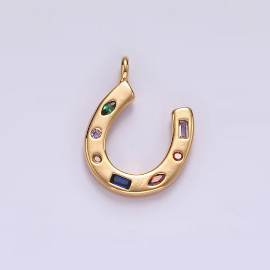 rainbow gem horseshoe charm