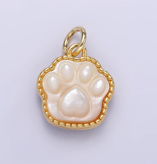 mini pearl paw charm