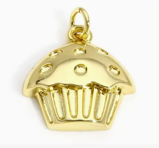 gold cupcake charm