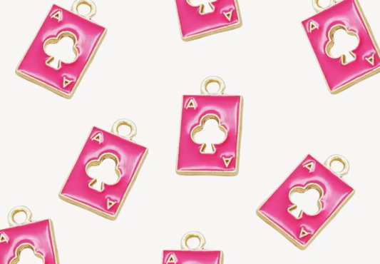 hot pink playing card charm