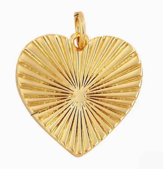 etched gold heart charm