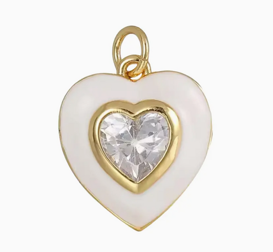 mini white heart charm