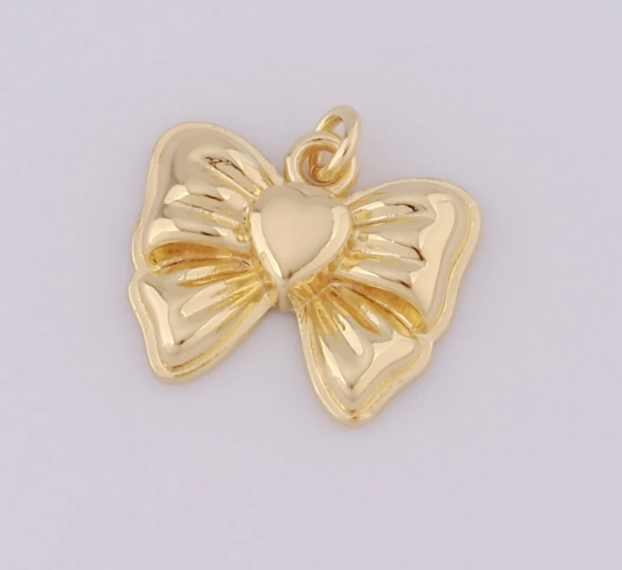 mini heart bow charm