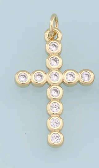 diamond circle cross charm