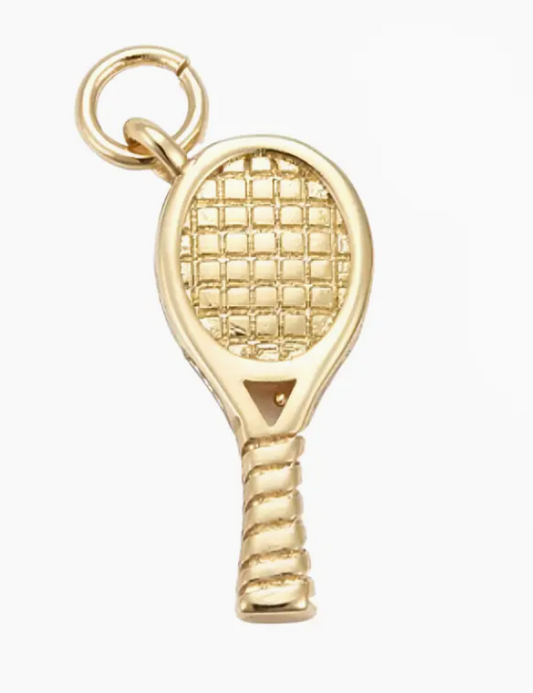 gold tennis racket charm