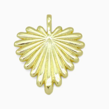 radial gold heart leaf charm